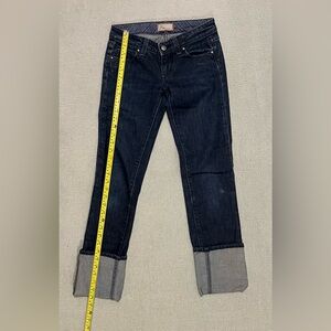 PAIGE // Bel Air Bootcut Jeans, Cuffed. SZ: 23. Dark.